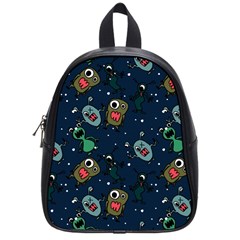 Monster Alien Pattern Seamless Background School Bag (small) by Wegoenart