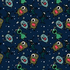 Monster Alien Pattern Seamless Background Play Mat (square) by Wegoenart