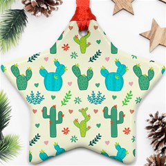 Cactus Succulent Floral Seamless Pattern Ornament (star) by Wegoenart