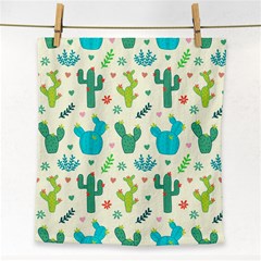 Cactus Succulent Floral Seamless Pattern Face Towel by Wegoenart