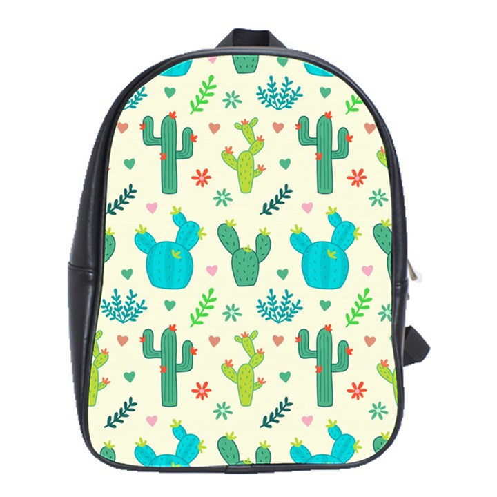 Cactus Succulent Floral Seamless Pattern School Bag (Large)