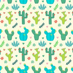 Cactus Succulent Floral Seamless Pattern Play Mat (rectangle) by Wegoenart