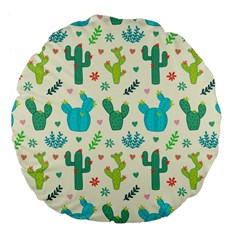 Cactus Succulent Floral Seamless Pattern Large 18  Premium Flano Round Cushions by Wegoenart