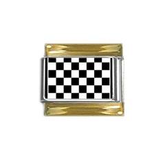 Chess Board Background Design Gold Trim Italian Charm (9mm)