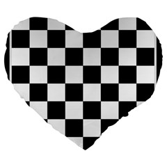 Chess Board Background Design Large 19  Premium Flano Heart Shape Cushions by Wegoenart