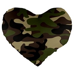 Texture-military-camouflage-repeats-seamless-army-green-hunting Large 19  Premium Heart Shape Cushions by Wegoenart