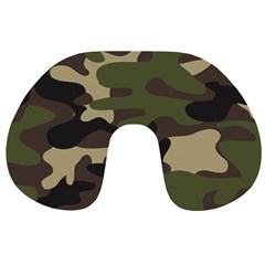 Texture-military-camouflage-repeats-seamless-army-green-hunting Travel Neck Pillow by Wegoenart