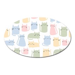 Cute-cat-colorful-cartoon-doodle-seamless-pattern Oval Magnet by Wegoenart