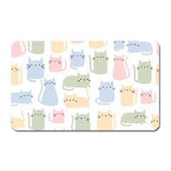 Cute-cat-colorful-cartoon-doodle-seamless-pattern Magnet (rectangular) by Wegoenart