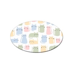 Cute-cat-colorful-cartoon-doodle-seamless-pattern Sticker Oval (10 Pack)