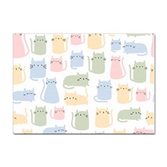 Cute-cat-colorful-cartoon-doodle-seamless-pattern Sticker A4 (100 Pack) by Wegoenart