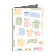 Cute-cat-colorful-cartoon-doodle-seamless-pattern Mini Greeting Card by Wegoenart