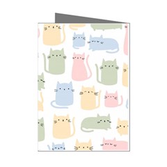 Cute-cat-colorful-cartoon-doodle-seamless-pattern Mini Greeting Cards (pkg Of 8)