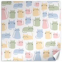 Cute-cat-colorful-cartoon-doodle-seamless-pattern Canvas 12  X 12  by Wegoenart