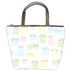 Cute-cat-colorful-cartoon-doodle-seamless-pattern Bucket Bag by Wegoenart