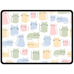 Cute-cat-colorful-cartoon-doodle-seamless-pattern Fleece Blanket (large)  by Wegoenart