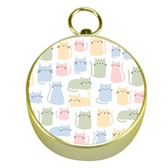 Cute-cat-colorful-cartoon-doodle-seamless-pattern Gold Compasses by Wegoenart