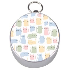 Cute-cat-colorful-cartoon-doodle-seamless-pattern Silver Compasses by Wegoenart