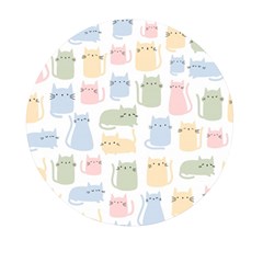 Cute-cat-colorful-cartoon-doodle-seamless-pattern Mini Round Pill Box by Wegoenart