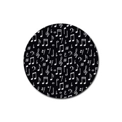 Chalk-music-notes-signs-seamless-pattern Rubber Coaster (round) by Wegoenart