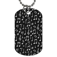 Chalk-music-notes-signs-seamless-pattern Dog Tag (one Side) by Wegoenart