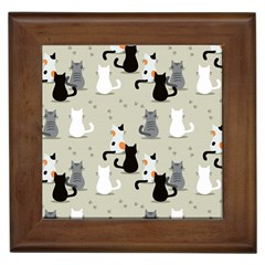 Cute-cat-seamless-pattern Framed Tile by Wegoenart