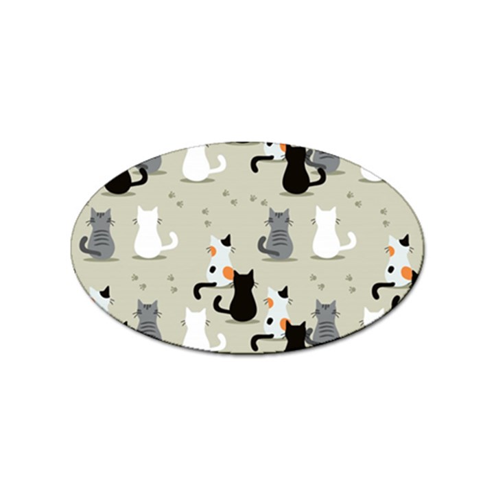 Cute-cat-seamless-pattern Sticker Oval (10 pack)