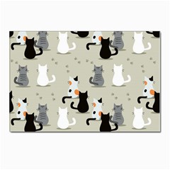 Cute-cat-seamless-pattern Postcards 5  X 7  (pkg Of 10) by Wegoenart