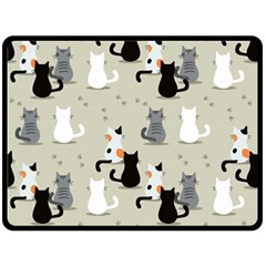 Cute-cat-seamless-pattern Fleece Blanket (large)  by Wegoenart