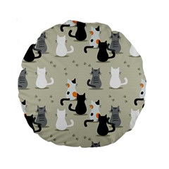 Cute-cat-seamless-pattern Standard 15  Premium Round Cushions by Wegoenart