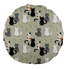 Cute-cat-seamless-pattern Large 18  Premium Flano Round Cushions by Wegoenart