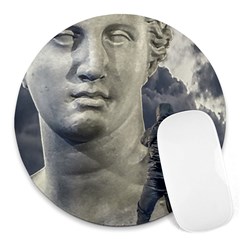 Men Taking Photos Of Greek Goddess Round Mousepad by dflcprintsclothing