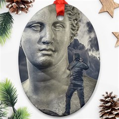 Men Taking Photos Of Greek Goddess Ornament (oval)