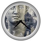 Men Taking Photos Of Greek Goddess Wall Clock (Silver) Front