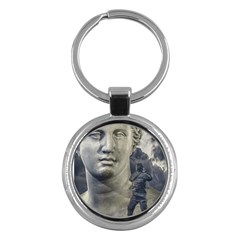 Men Taking Photos Of Greek Goddess Key Chain (round) by dflcprintsclothing