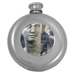 Men Taking Photos Of Greek Goddess Round Hip Flask (5 Oz) by dflcprintsclothing