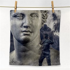 Men Taking Photos Of Greek Goddess Face Towel by dflcprintsclothing