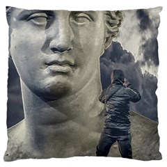 Men Taking Photos Of Greek Goddess Large Cushion Case (one Side) by dflcprintsclothing