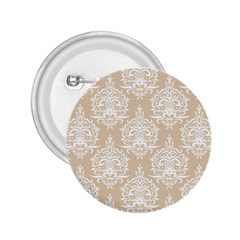 Clean Brown And White Ornament Damask Vintage 2 25  Buttons by ConteMonfrey