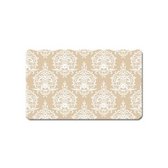 Clean Brown And White Ornament Damask Vintage Magnet (name Card) by ConteMonfrey