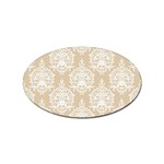 Clean Brown And White Ornament Damask Vintage Sticker Oval (100 pack) Front