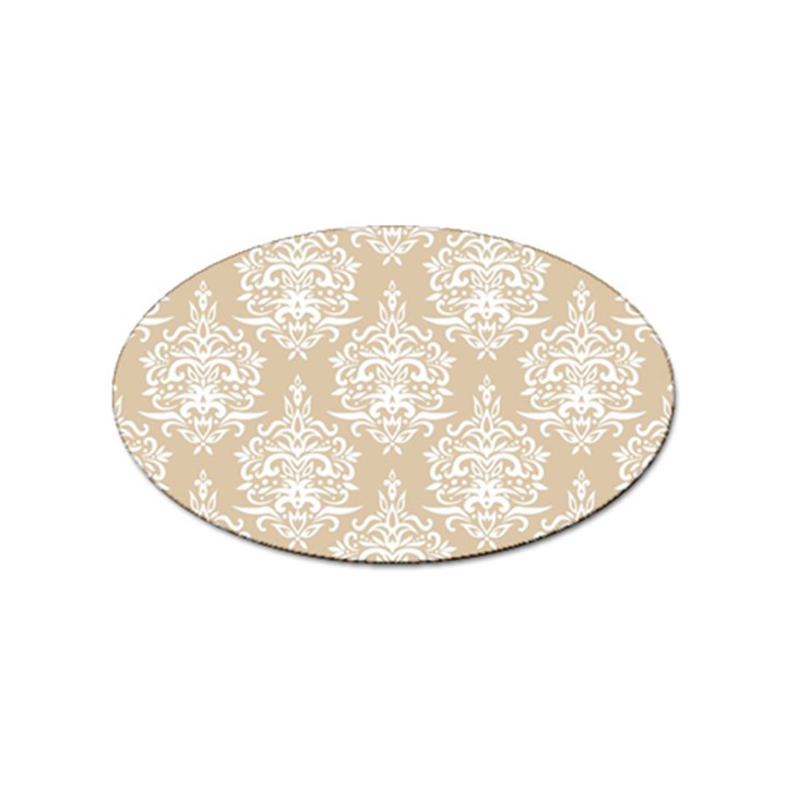 Clean Brown And White Ornament Damask Vintage Sticker Oval (100 pack)