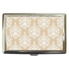 Clean Brown And White Ornament Damask Vintage Cigarette Money Case by ConteMonfrey