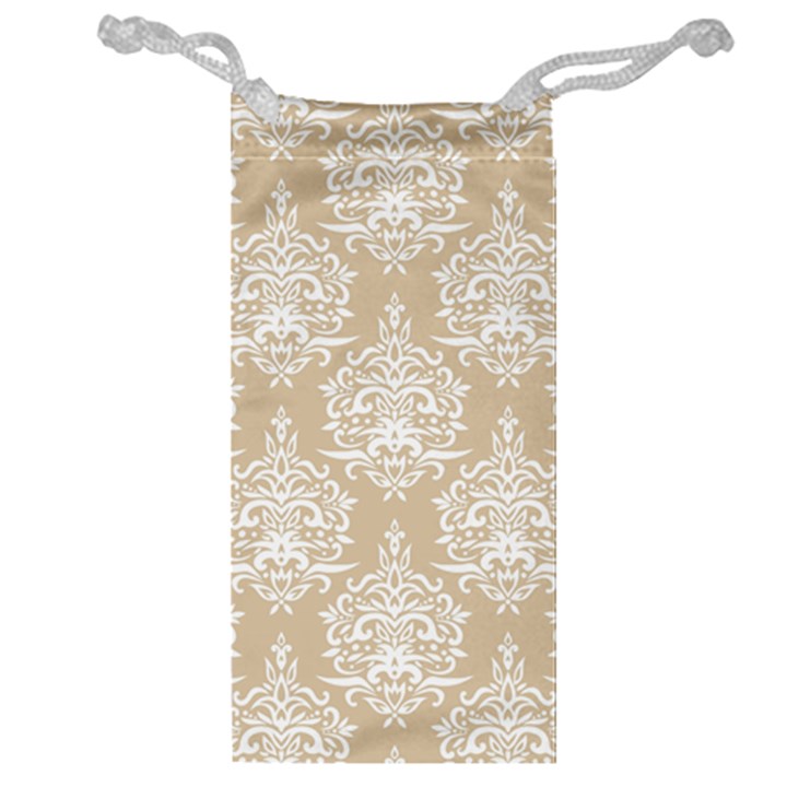 Clean Brown And White Ornament Damask Vintage Jewelry Bag