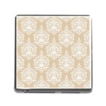 Clean Brown And White Ornament Damask Vintage Memory Card Reader (Square 5 Slot) Front