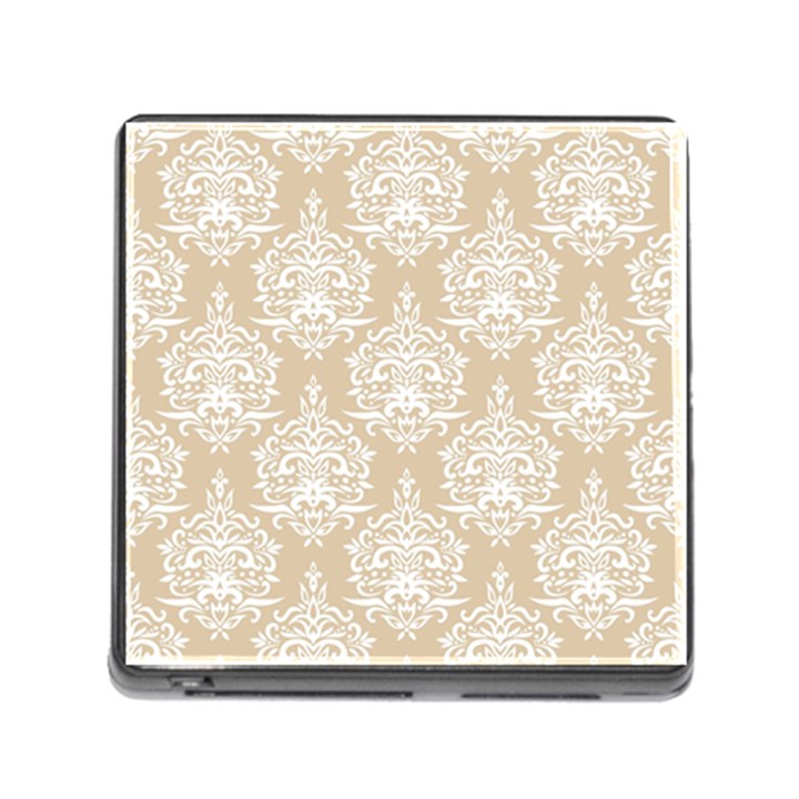 Clean Brown And White Ornament Damask Vintage Memory Card Reader (Square 5 Slot)