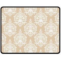 Clean Brown And White Ornament Damask Vintage Fleece Blanket (medium)  by ConteMonfrey