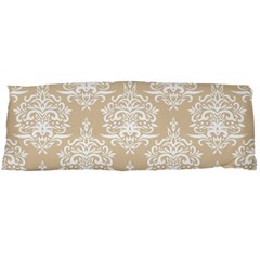 Clean Brown And White Ornament Damask Vintage Body Pillow Case (dakimakura) by ConteMonfrey