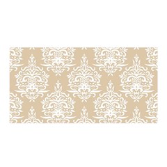 Clean Brown And White Ornament Damask Vintage Satin Wrap 35  X 70  by ConteMonfrey