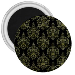 Black And Green Ornament Damask Vintage 3  Magnets by ConteMonfrey